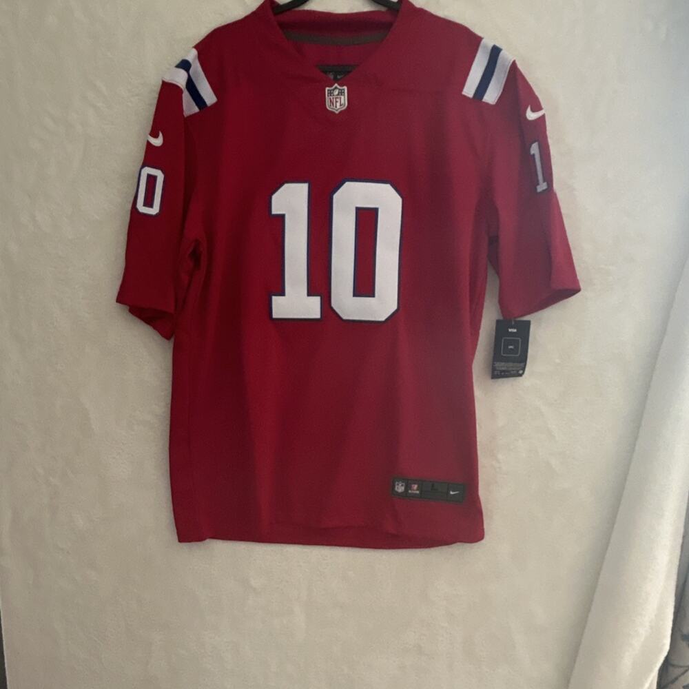 Nike NFL New England Patriots Drake Maye #10 Jersey Men's Large Red On Field NWT